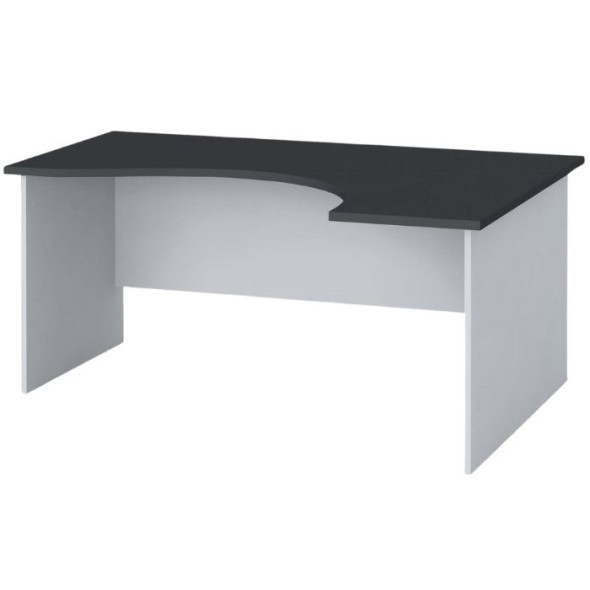 Rohový kancelársky pracovný stôl, zaoblený 160x120 cm, grafitová, pravý