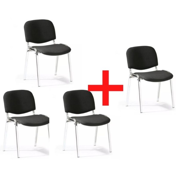 Konferenčná stolička VIVA chróm 3+1 ZADARMO, čierne