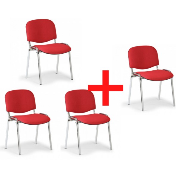 Konferenčná stolička VIVA chróm 3+1 ZADARMO, červená