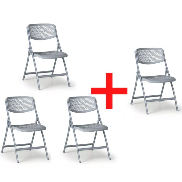 Skladacia stolička CLICK 3+1 ZADARMO, sivá