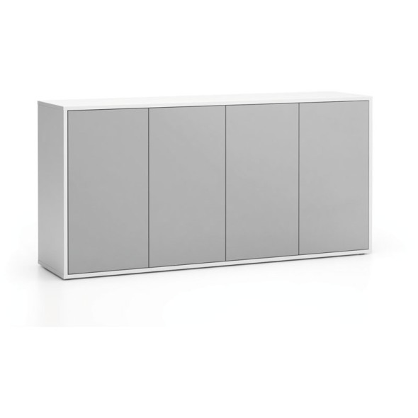 Kancelárska skrinka s dverami LAYERS, dlhá, 1582 x 400 x 777, biela / sivá