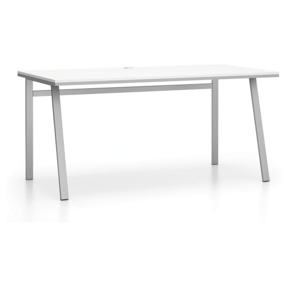 Kancelársky pracovný stôl SINGLE LAYERS bez priehradiek, biela / sivá