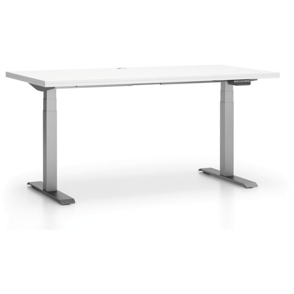 Kancelársky pracovný stôl SINGLE LAYERS bez priehradiek, nastaviteľné nohy, biela