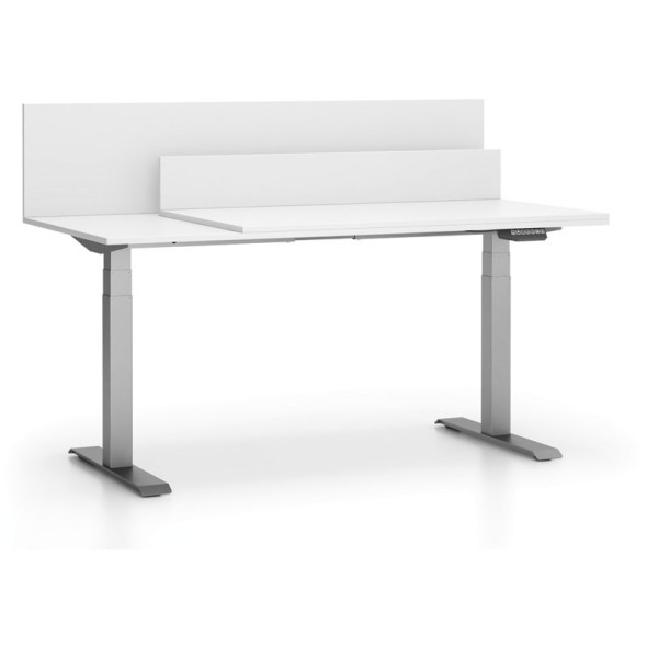 Kancelársky stôl SINGLE LAYERS, posuvná vrchná doska, s priehradkami, nastaviteľné nohy, biela