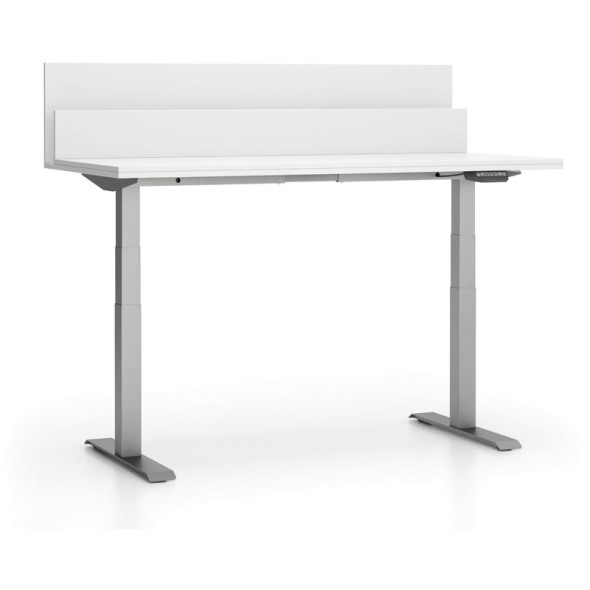 Kancelársky pracovný stôl SINGLE LAYERS s priehradkami, nastaviteľné nohy, biela