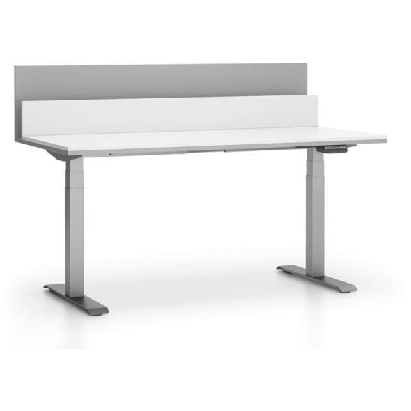 Kancelársky pracovný stôl SINGLE LAYERS s priehradkami, nastaviteľné nohy, biela / sivá
