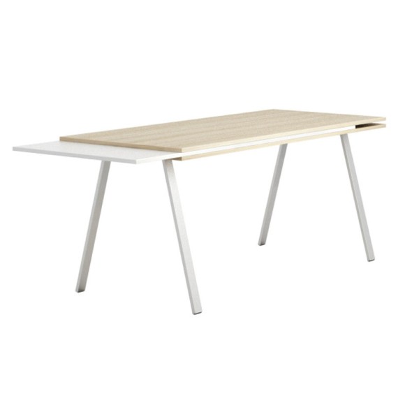Pracovný stôl BOARDS wood, dub prírodný, 1700 x 750 mm, biela / dub prírodný