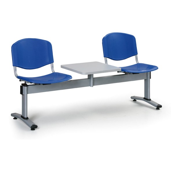 Plastová lavice do čakární VERONA - 2 miesta + stolík, modrá