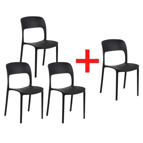 Jedálenská stolička REFRESCO, čierna, 3+1 ZADARMO