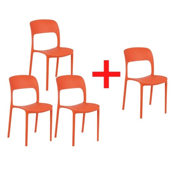 Jedálenská stolička REFRESCO, oranžová, 3+1 ZADARMO