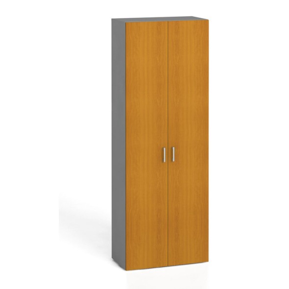 Kancelárska skriňa s dverami KOMBI, 5 polic, 2233 x 800 x 400 mm, sivá / čerešňa