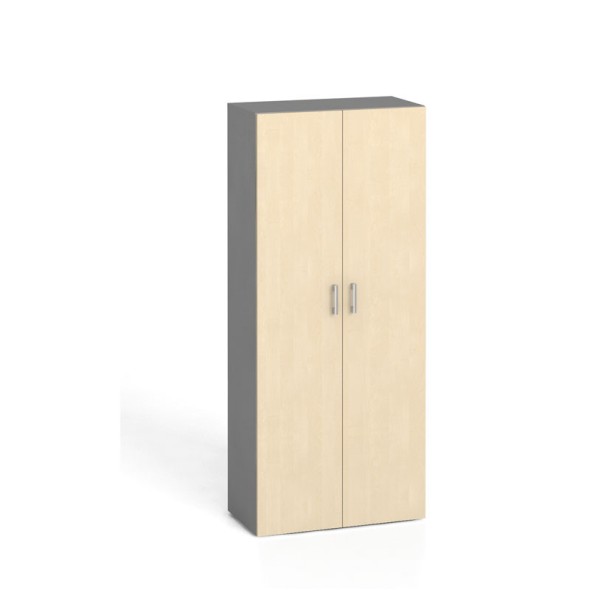 Kancelárska skriňa s dverami KOMBI, 4 police, 1865x800x400 mm, sivá / breza
