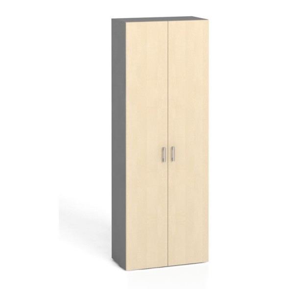 Kancelárska skriňa s dverami KOMBI, 5 polic, 2233 x 800 x 400 mm, sivá / breza