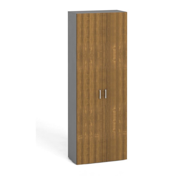 Kancelárska skriňa s dverami KOMBI, 5 polic, 2233 x 800 x 400 mm, sivá / orech