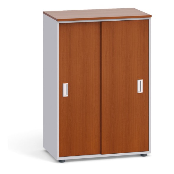 Kancelárska skriňa zasúvacie dvere, 1087 x 800 x 420 mm, sivá / čerešňa