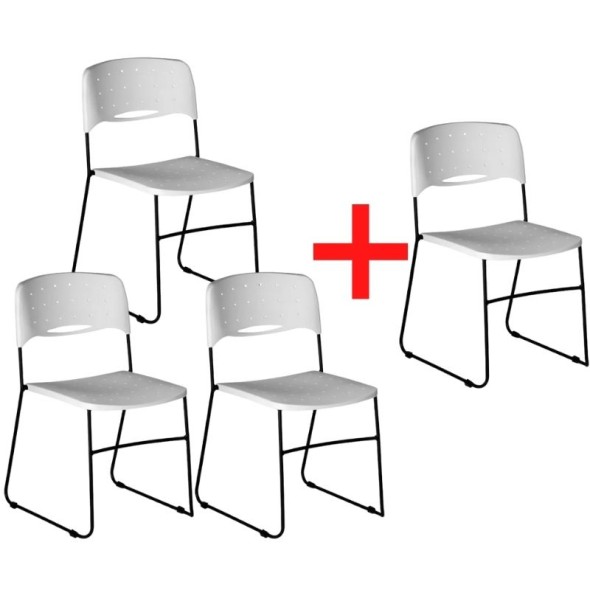 Plastová stolička SQUARE, biela, 3+1 ZADARMO