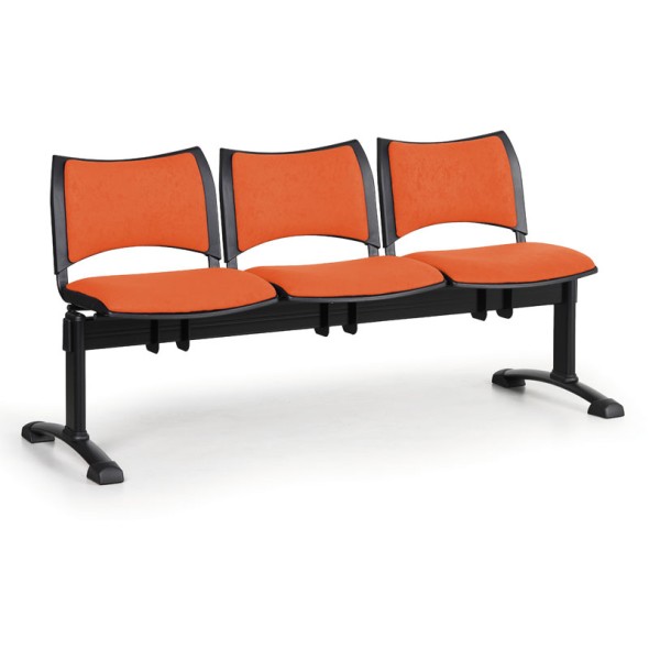 Čalúnená lavice do čakární SMART, 3-sedadlo, oranžová, čierne nohy