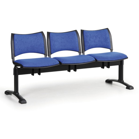 Čalúnená lavice do čakární SMART, 3-sedadlo, modrá, čierne nohy