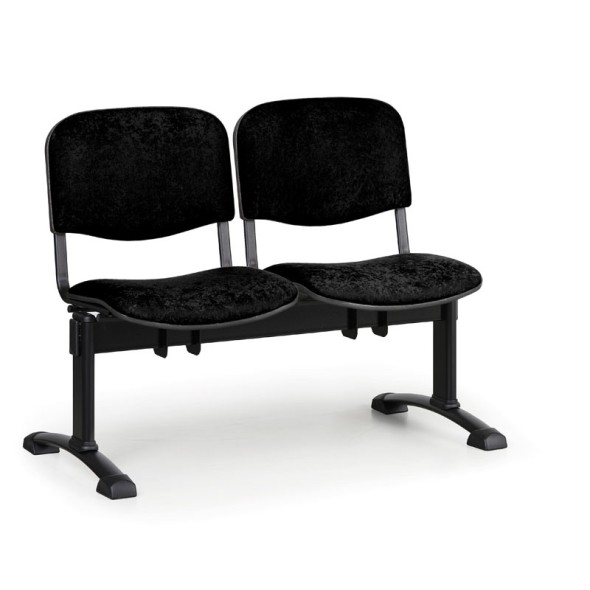 Čalúnená lavice do čakární VIVA, 2-sedadlo, čierna, čierne nohy