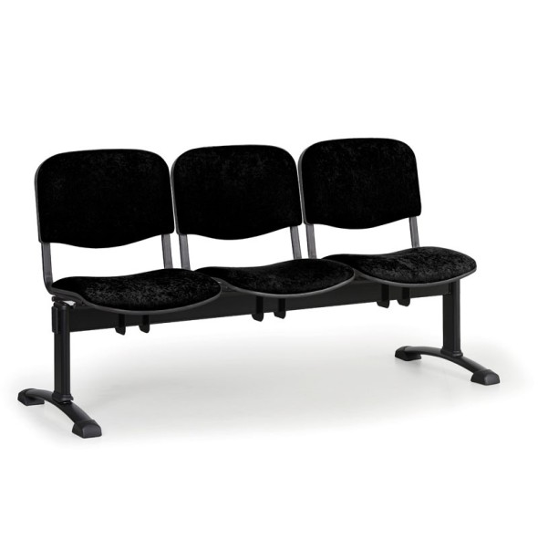 Čalúnená lavice do čakární VIVA, 3-sedadlo, čierna, čierne nohy