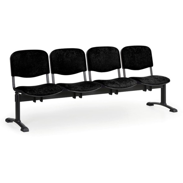 Čalúnená lavice do čakární VIVA, 4-sedadlo, čierna, čierne nohy