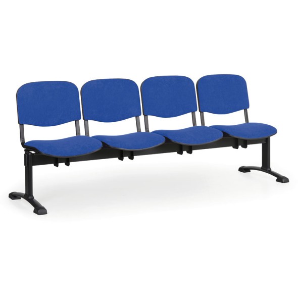 Čalúnená lavice do čakární VIVA, 4-sedadlo, modrá, čierne nohy