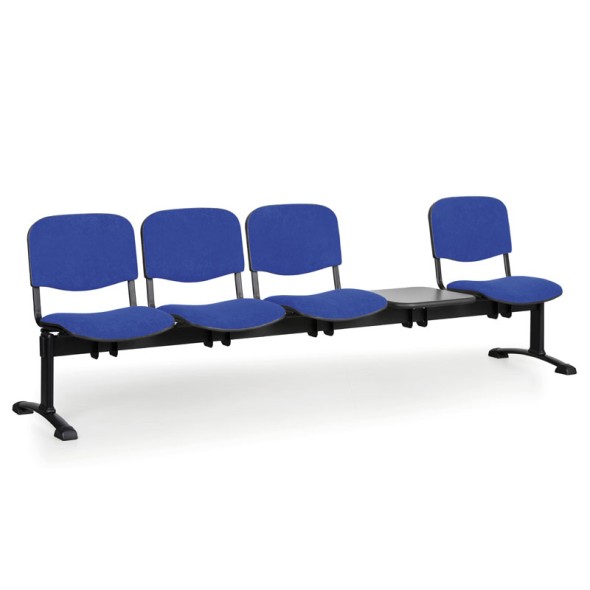 Čalúnená lavice do čakární VIVA, 4-sedadlo + stolík, modrá, čierne nohy