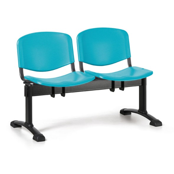 Plastová lavice do čakární ISO, 2-sedadlo, zelená, čierne nohy