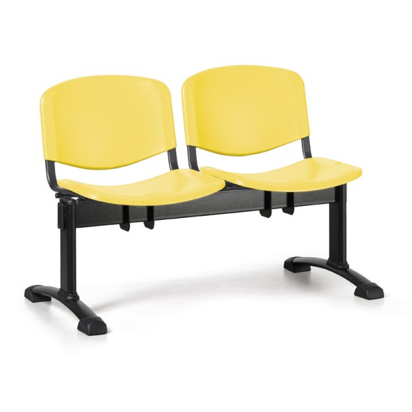 Plastová lavice do čakární ISO, 2-sedadlo, žltá, čierne nohy
