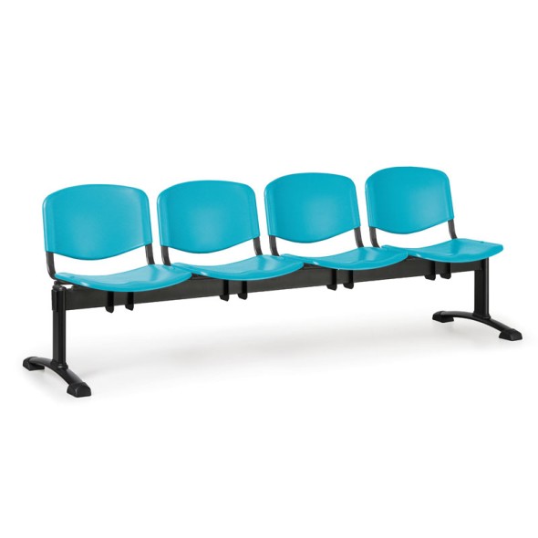Plastová lavice do čakární ISO, 4-sedadlo, zelená, čierne nohy