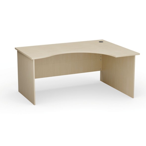Rohový kancelársky pracovný stôl PRIMO Classic, zaoblený 160x120 cm, pravý, breza