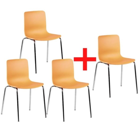 Konferenčná stolička DAVE, 3 + 1 ZADARMO, oranžová