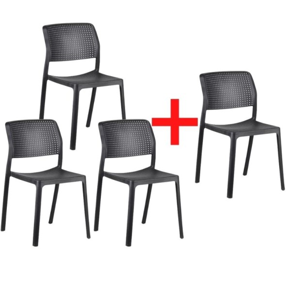 Konferenčná stolička NELA, 3 + 1 ZADARMO, čierna
