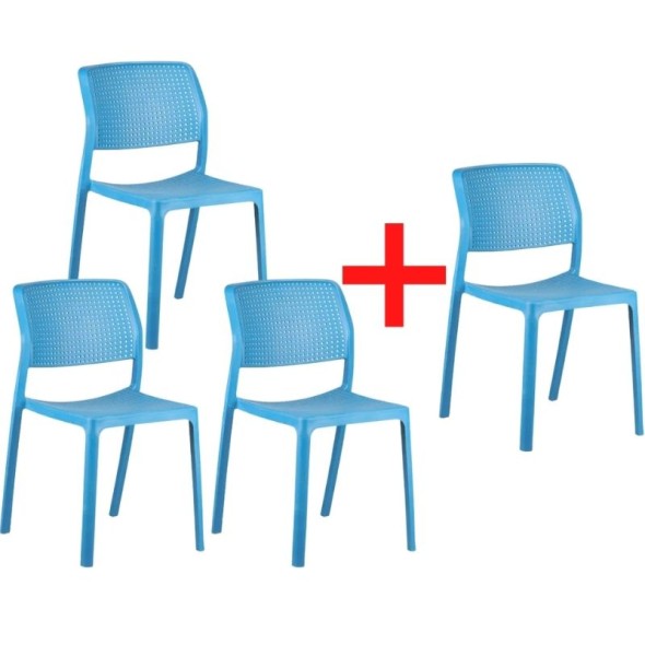 Konferenčná stolička NELA, 3 + 1 ZADARMO, modrá