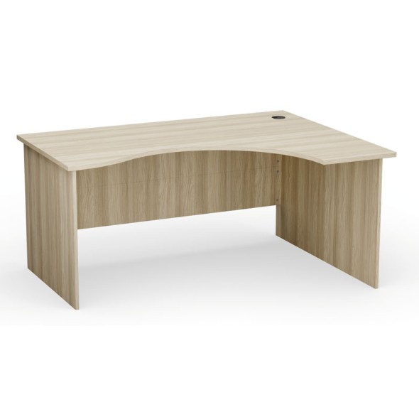 Rohový kancelársky pracovný stôl PRIMO Classic, zaoblený 160x120 cm, pravý, dub prírodný