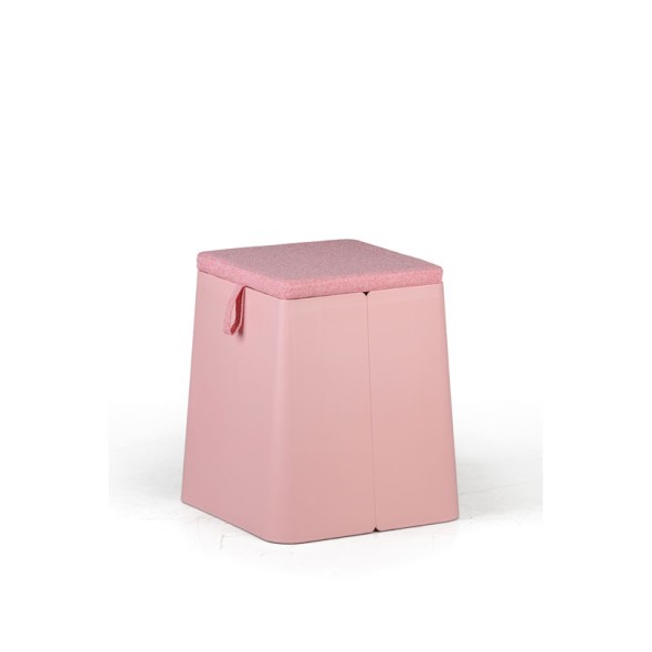 Plastový taburet s vankúšikom, ružový