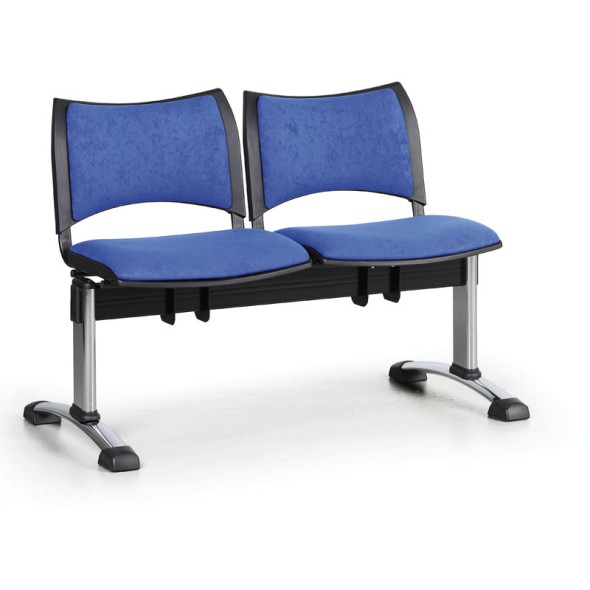 Čalúnená lavice do čakární SMART, 2-sedadlo, modrá, chrómované nohy