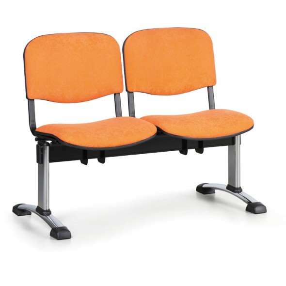 Čalúnená lavice do čakární VIVA, 2-sedadlo, oranžová, chrómované nohy