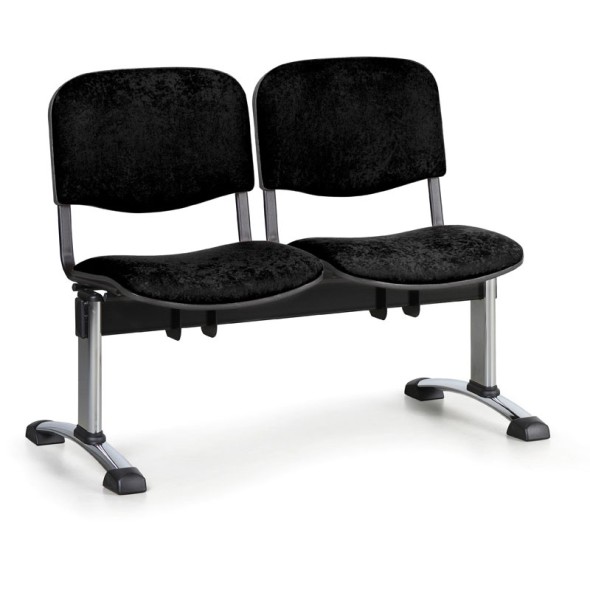 Čalúnená lavice do čakární VIVA, 2-sedadlo, čierna, chrómované nohy