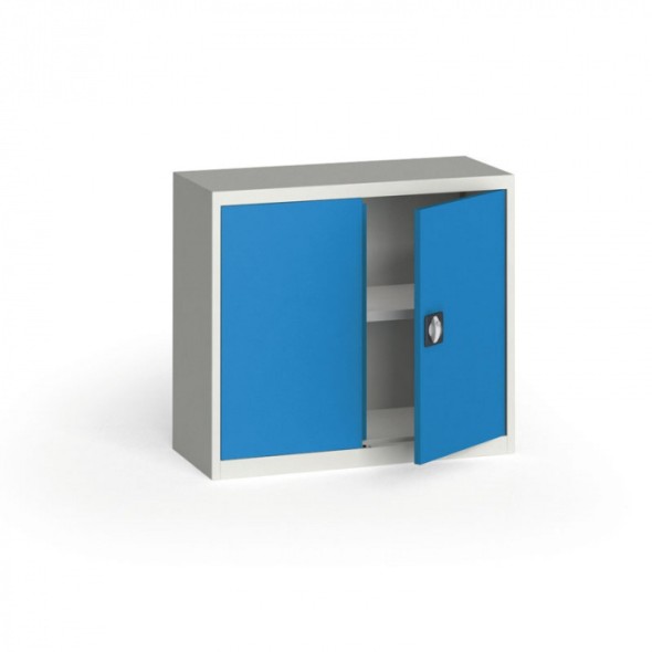 Plechová policová skriňa METAL, 800 x 950 x 400 mm, 1 police, sivá / modrá
