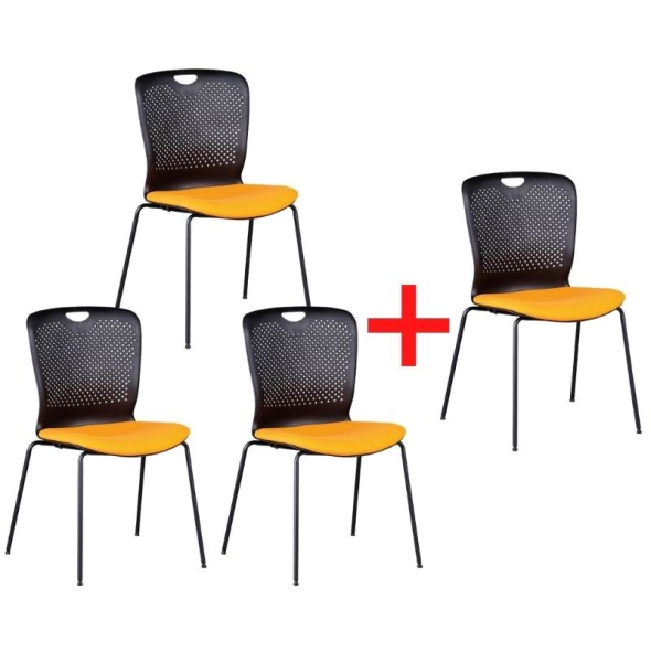 Plastová konferenčná stolička OPEN, oranžová, 3+1 Zadarmo