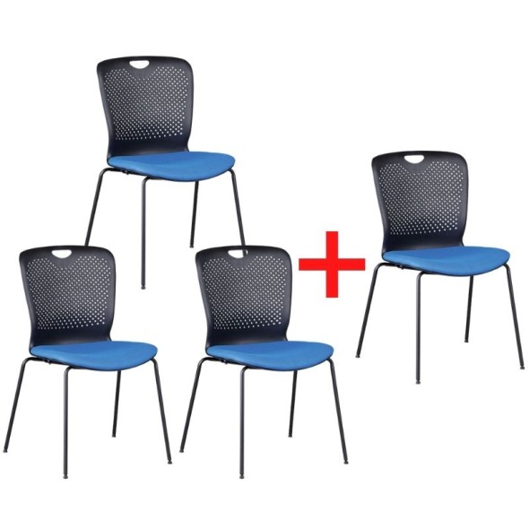 Plastová konferenčná stolička OPEN, modrá, 3+1 Zadarmo
