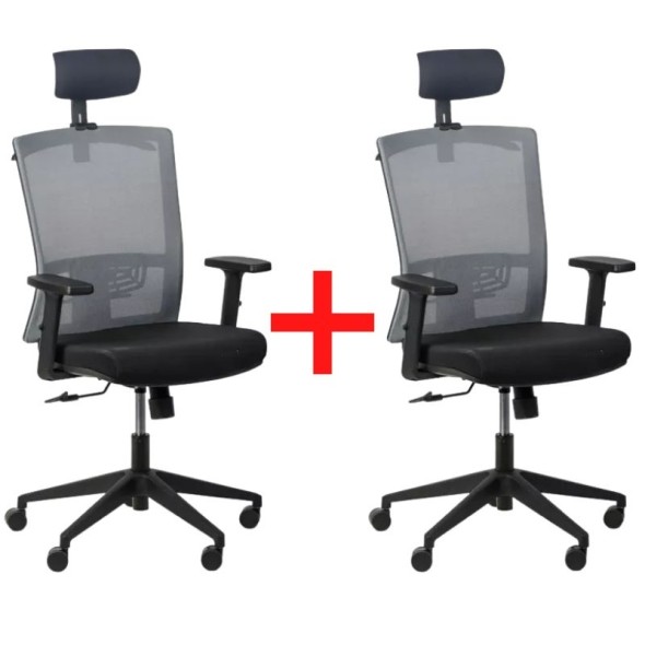 Kancelárska stolička FELIX, 1+1 ZADARMO, sivá