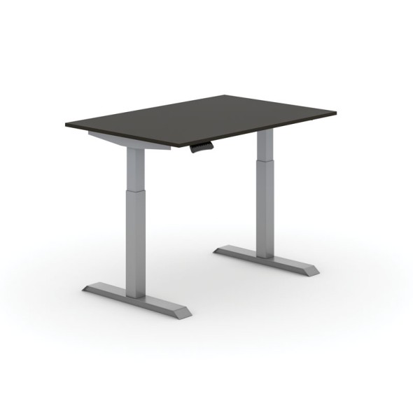 Výškovo nastaviteľný stôl PRIMO ADAPT, elektrický, 1200x800x735-1235 mm, wenge, sivá podnož