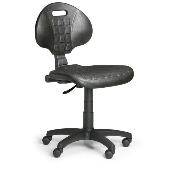 Pracovná stolička PUR, permanentný kontakt, pre mäkké podlahy