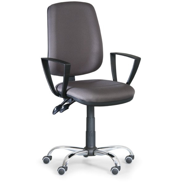 Kancelárska stolička ATHEUS s podpierkami rúk, kovový kríž, sivá