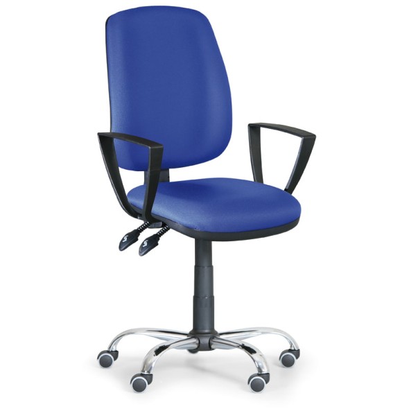 Kancelárska stolička ATHEUS s podpierkami rúk, kovový kríž, modrá