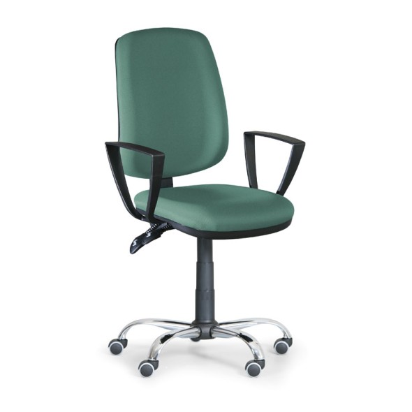 Kancelárska stolička ATHEUS s podpierkami rúk, kovový kríž, zelená