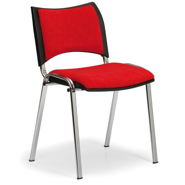 Konferenčná stolička SMART - chrómované nohy, bez podpierok rúk, červená