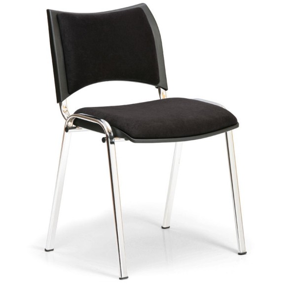 Konferenčná stolička SMART - chrómované nohy, bez podpierok rúk, čierna